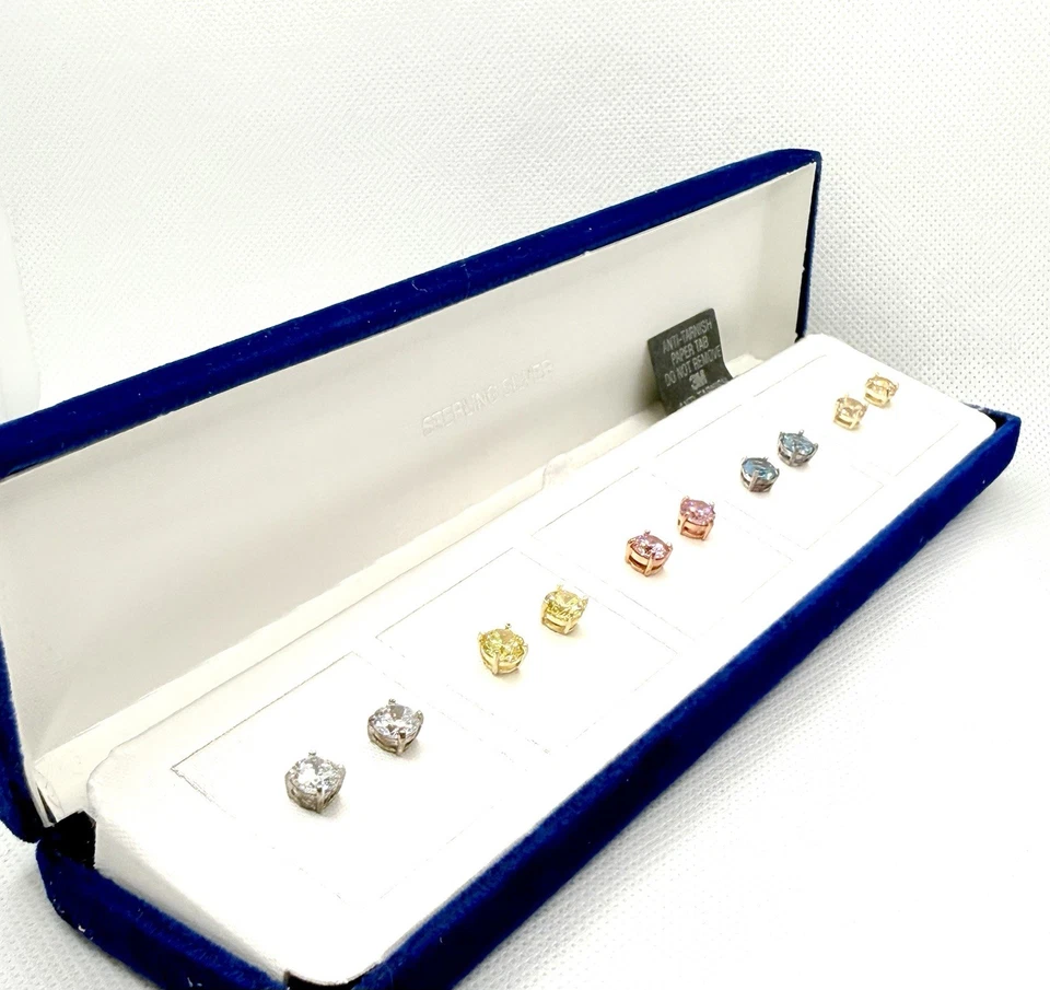 (5) Pendientes de plata esterlina topacio amatista citrino múltiples piedras preciosas NUEVO Foto 2 de 4