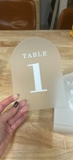 Wedding Table Numbers 1-30, Acrylic Arch Signs with Natural Wood Stands Holde...