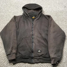 Berne Hoodie Mens Large Brown Full Zip Thermal Lined Hooded Jacket Distressed