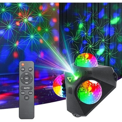 4 in-1 RGB 3 Magic DJ Disco Ball Party Light LED Sound Activated Laser Projector