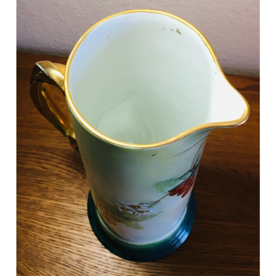 Antigua jarra de cerezas Jean Pouyat de porcelana Limoges Foto 4 de 4