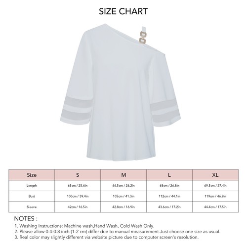 Women Cold Shoulder Shirt Fashionable Breathable Bell Sleeve Mesh Splicing L AM9 - Picture 3 of 7