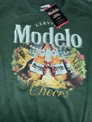 Modelo Cerveza Men's Pullover Beer Fleece Sweatshirt Size XL Green