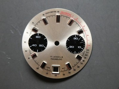 NOS Zifferblatt / Dial  Neutral/Anynomus  /Valjoux 7734  silbern/schw  D 29,5 mm