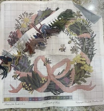 Vintage Elizabeth Bradley Used Chart With Wool Color Chart A Wreath Of Herbs