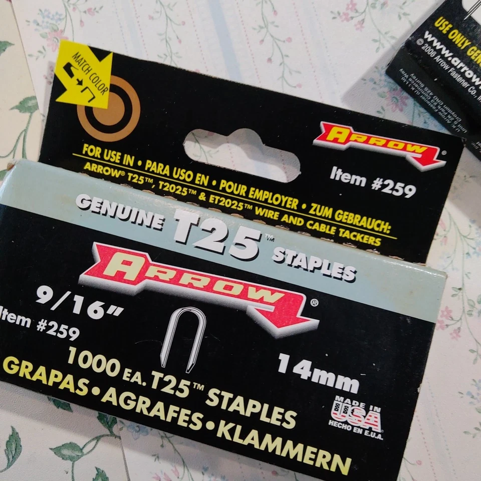 Arrow 1000 Staples EA. T25 9/16" 14mm #259 Corona Tonda Made In Usa Graffette - Imagen 3 de 4