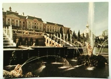 Peterhof Palace Fountains Photochrome Lithograph Postcard Finland