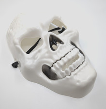 White Plastic Skull Full Face Mask, Adjustable Strap, One Size Halloween