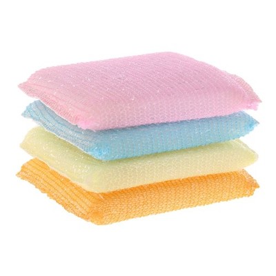 4pcs/set Soft Sponge Scouring Pads Dish Bowl Kitchen Cleaning Scrub Scrubber Pad