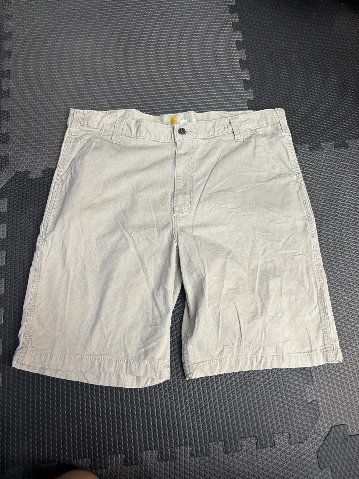 Carhartt Men's Size 40 Relaxed Fit Khaki Work Cargo Shorts Canvas Utility