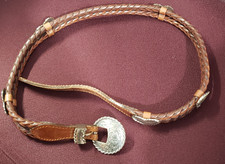 Brown Braided Leather Concho Heart Women's Western Rodeo Belt Vintage 1993