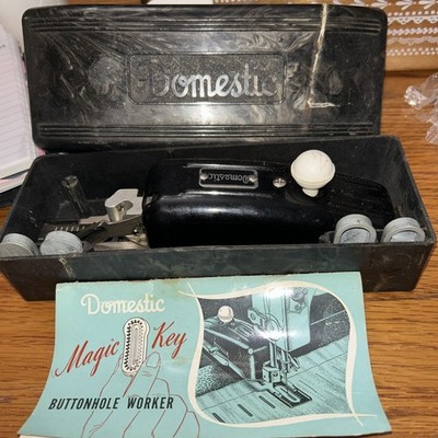 Vintage Domestic Magic Key Buttonhole Worker with original manual (LL)-untested