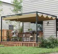 Large Metal Pergola Retractable Roof Canopy Garden Patio Gazebo Sun Shelter 3m