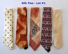 100 Silk Ties - 9 Lots of 5 Each - You Pick the Lot