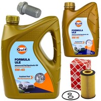 MotoröL Filter Set Gulf Formula ULE 5W-40 6 Liter + Schraube FüR Mercedes W205