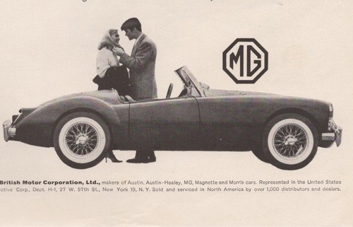 Vintage 1960 MG 1600 Sports Car Convertible Mid Century British Auto Print Ad