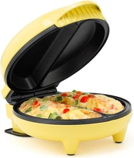 HOLSTEIN HOUSEWARES Omelet Maker Yellow Stainless Steel 2-Non-Stick Sections