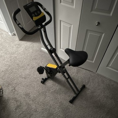 pooboo X428 Foldable Upright Exercise Bike Black/Yellow LCD Display Magnetic