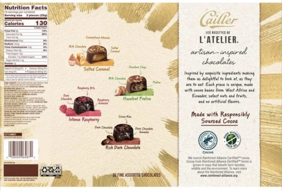 Cailler L'Atelier Artisan Вдохновленные Шоколадом Подарочная Коробка, Разнообразная Упаковка 32 карата Испания - Изображение 2 из 3