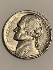 1987-P Thomas Jefferson Nickel 5 Cent Coin.