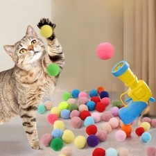 Interactive Cat Ball Launcher Toy Plush Ball Shooting Gun Kitten Pet Game