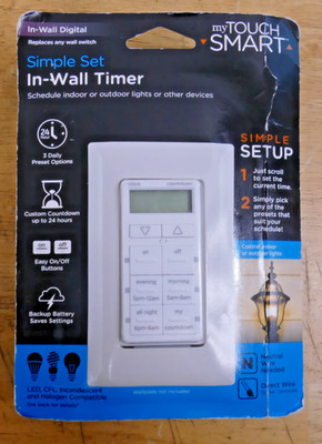 GE/JASCO My Touch Smart Simple Set In-Wall Programmable Digital Timer White