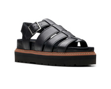 Clarks Ladies ORIANNA TWIST Black Leather Sandals