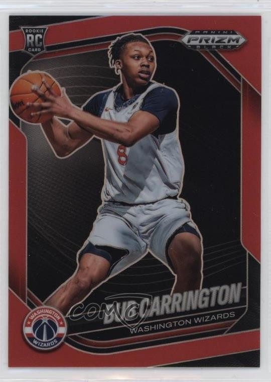 2024-25 Panini Prizm Black Red Prizm /299 Bub Carrington #92 Rookie RC