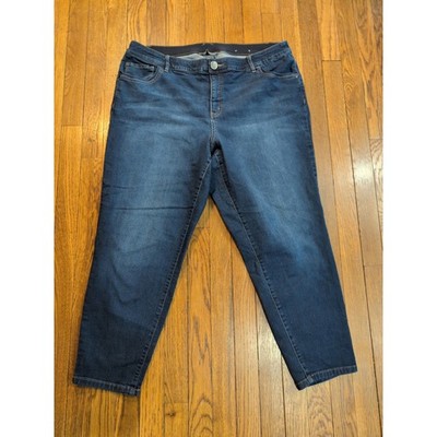 CJ Banks Signature Slimming Flex Waist Jeans Dark Wash Plus Size 18W Tapered Leg