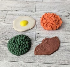 Vintage Nasta Peas, Carrots, Steak,  Egg Rubber Pretend Play Food 1980s