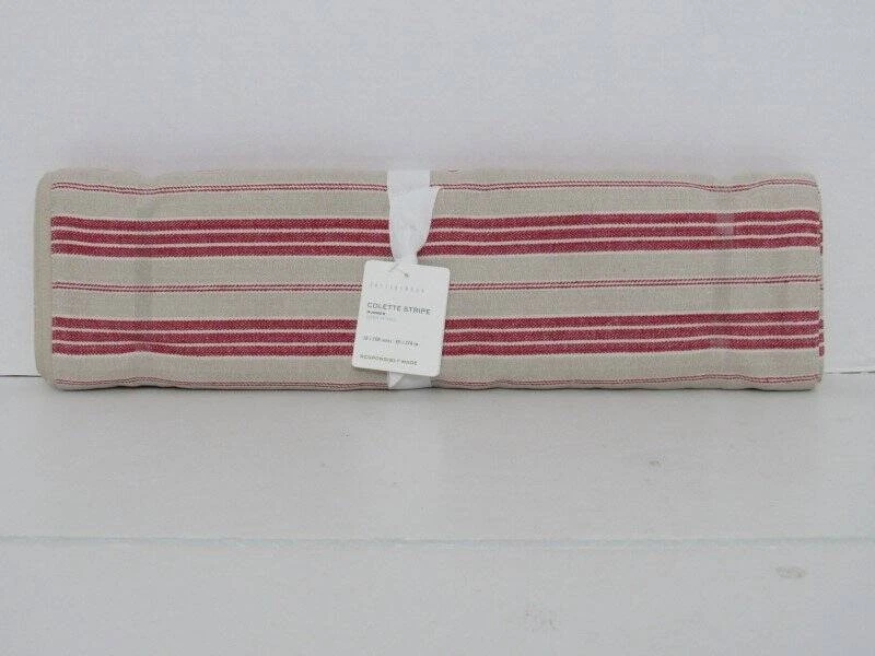 Pottery Barn Colette Stripe Cotton/Linen Table Runner 18" x 108" Red NWT - Image 4 of 4