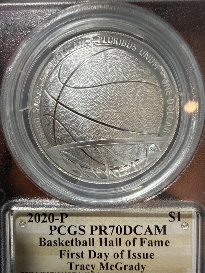 2020-P $1 PCGS PR70DCAM Basketball Hall Of Fame First Day of Issue Tracy McGrady - Image 3 of 4