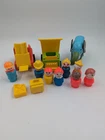 Vintage Fisher Price Little People 8 Figures Vehicle Lot Forklift Dump truck!