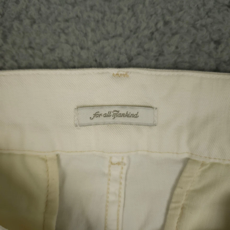 Pantalones Cortos 7 For All Mankind Para Mujer 28 Blanco Denim Bermudas Tiro Bajo Esmoquin Rayas Foto 3 de 4