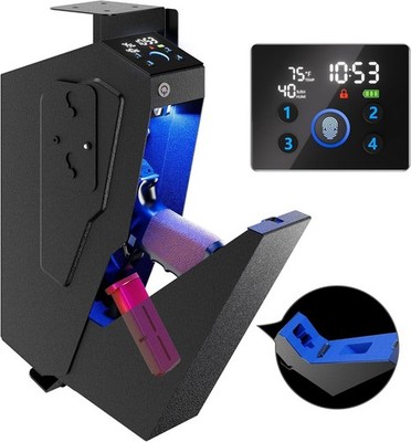 Quick Access Biometric Bedside Gun Safe for Handgun, 2 in 1 Mounted Drop down Ni