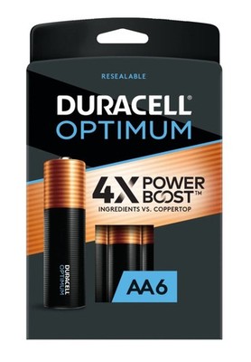 Duracell OPT1500B6PRT Optimum Alkaline AA Batteries - 6 Pack