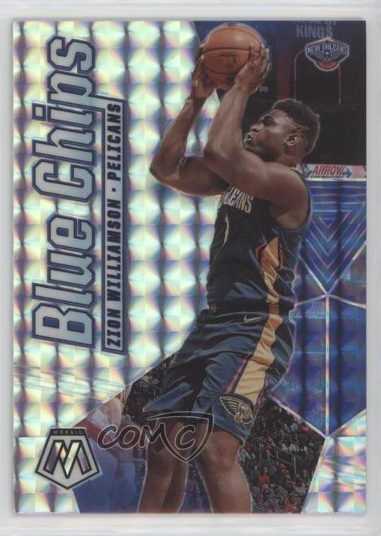 2019-20 Panini Mosaic Blue Chips Silver Mosaic Prizm Zion Williamson #8 00em