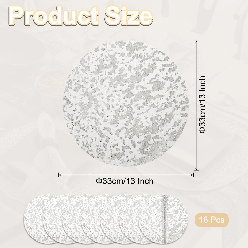 16 Stück silberfarbene runde Einweg-Tischsets, 13" Folien-Netzmatten - Bild 2 von 4