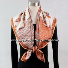 Sallys Heavy 18 Momme Twill Silk Wrap Scarf Horses Print Double Face Shawl 35"