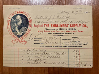 Embalsamadores SupplyCo. 1894 billhead