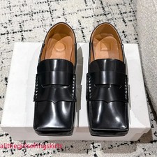 Square Toe Loafers Womens Slip On Casual Faux Leather Moccasins Comfort Shoes