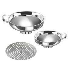 3 Pack Stainless Steel Canning Funnel Set w/ Detachable Strainer for Wide Mouth