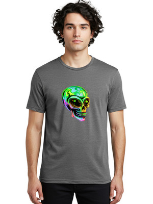 Colorful-Skull Mens Graphic Tee, 100% Cotton, Casual Summer Wear