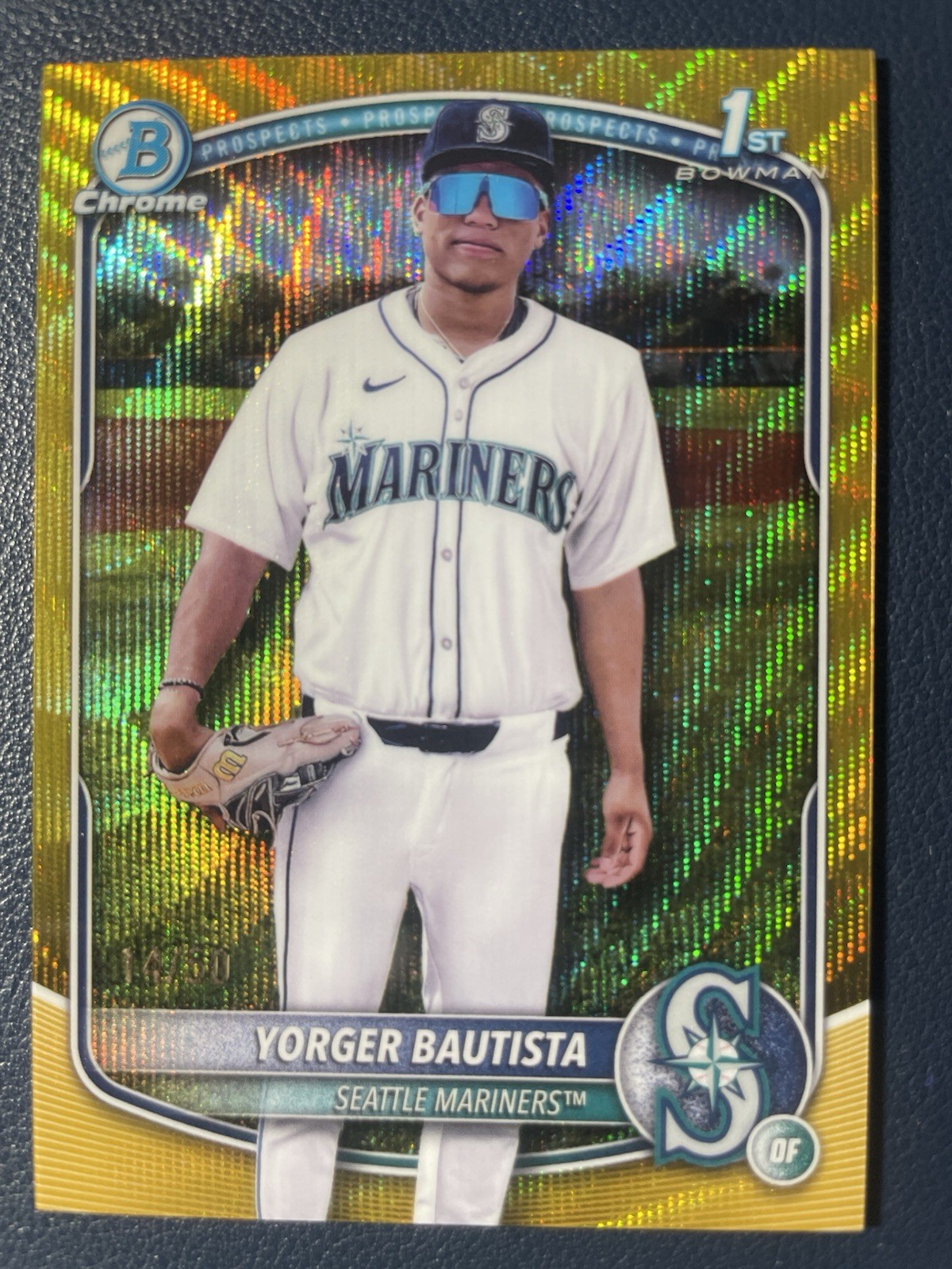 Yorger Bautista 2025 Bowman Chrome Prospects Gold Wave Ref /50 #BCP194 Marinersa