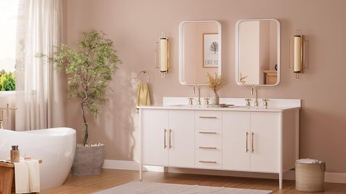 Bathroom Mirror 16*24" Rectangle Wall Mirror Square Corner Frame Modern Mirror - 第 3/6 張圖片