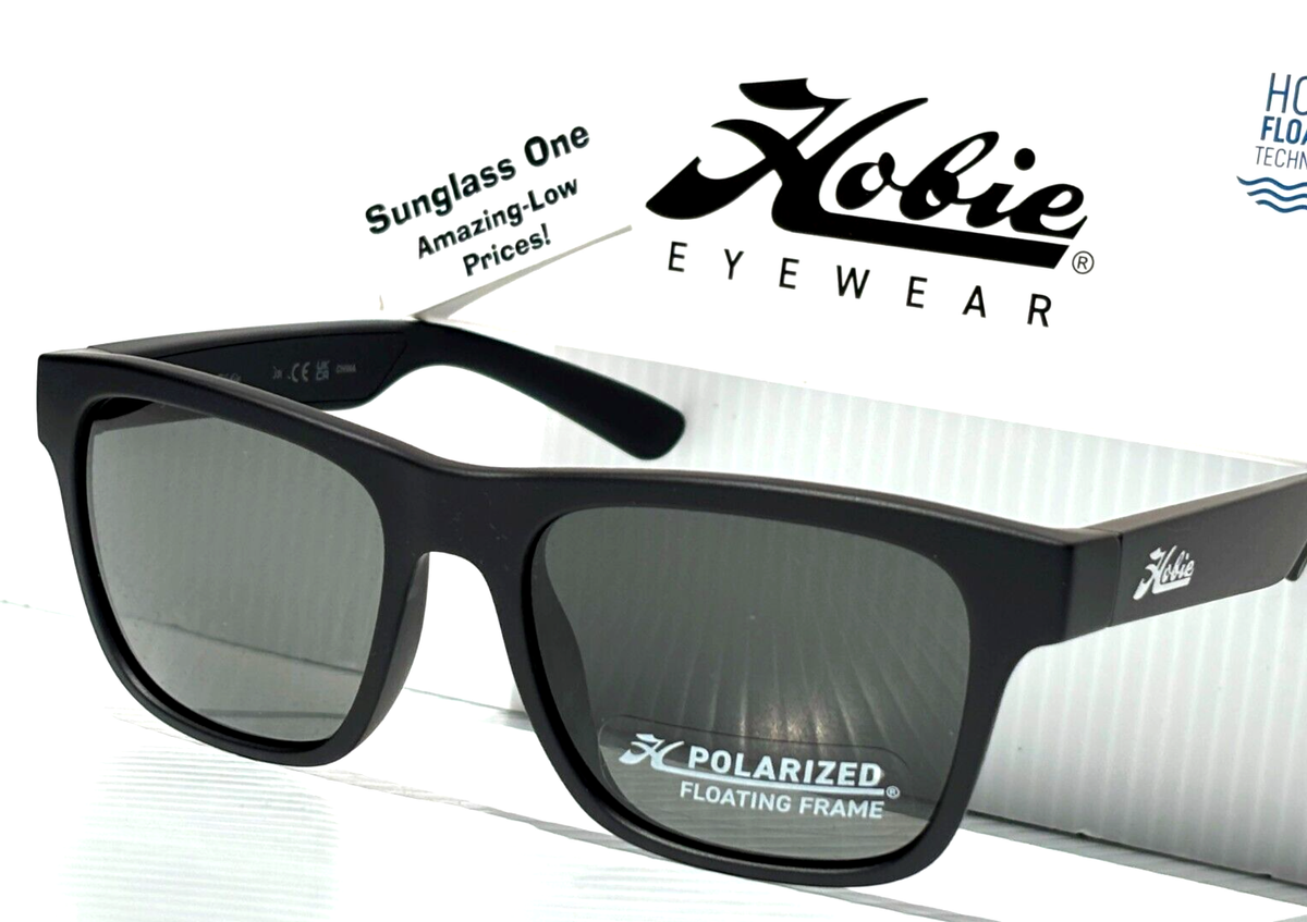 NEW HOBIE DRIFT Matte Black FLOATING POLARIZED Grey Lens Sunglass B010108