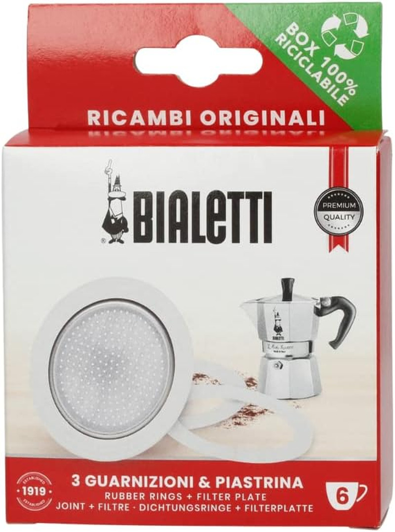 Bialetti Spare Parts, Includes 3 Gaskets and 1 Plate, Compat