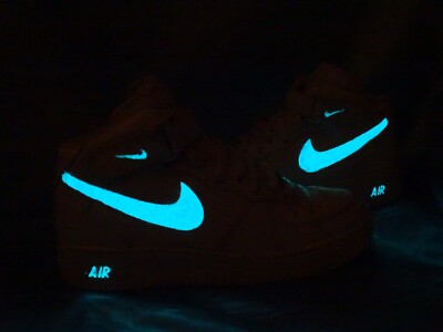 NIKE AIR FORCE 1 HI MID GLOW IN THE DARK CUSTOM SCHUHE AF1 EINZELSTÜCK RAR BB4
