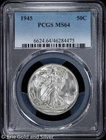 1945 50C Walking Liberty Half Dollar PCGS MS 64 | Uncirculated UNC BU
