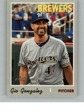 2019 Topps Heritage Gio Gonzalez 709 Milwaukee Brewers SP Short Print